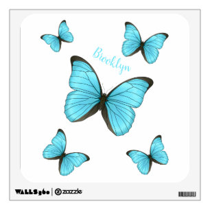 Morpho butterflies cartoon illustration wall decal