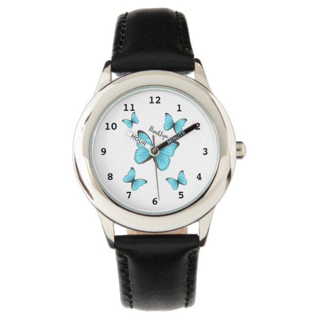 Morpho butterflies cartoon illustration  watch (Front)
