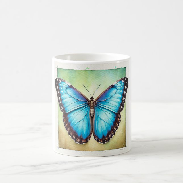 Morpho Butterfly 110924IREF224 - Watercolor Coffee Mug (Center)