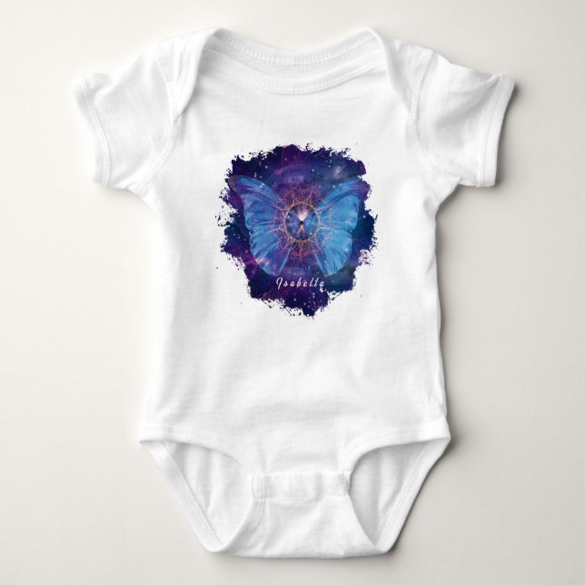 Morpho butterfly / Galaxy Mandala  Baby Bodysuit (Front)