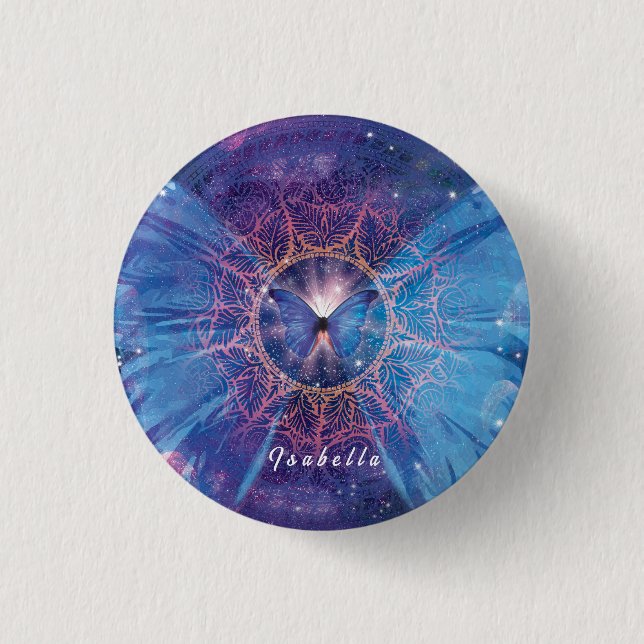 Morpho butterfly / Galaxy Mandala  Button (Front)