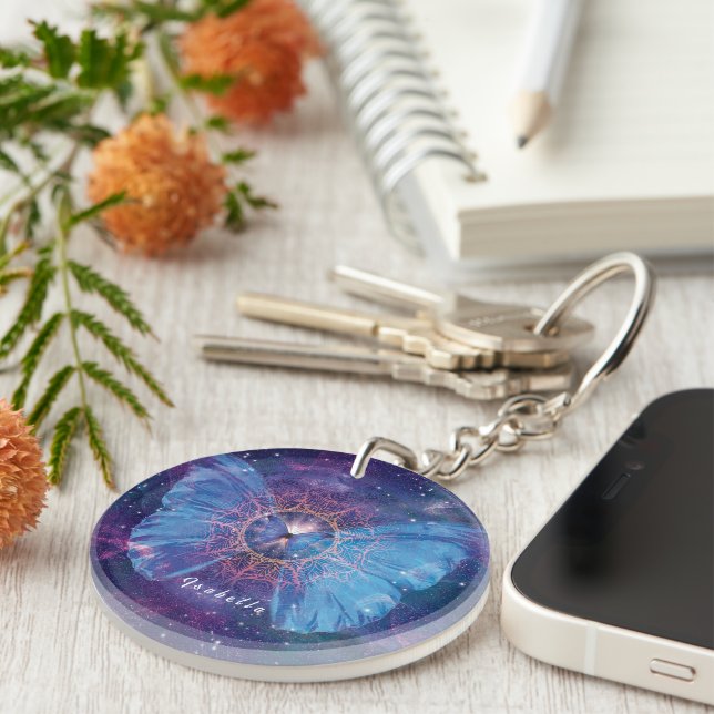Morpho butterfly / Galaxy Mandala   Keychain (Front Right)