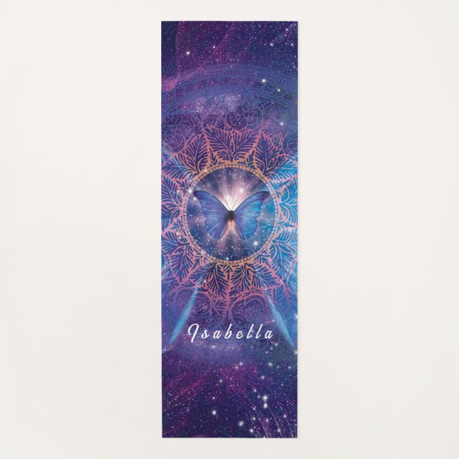Morpho butterfly / Galaxy Mandala  Paper Coaster Yoga Mat (Front)