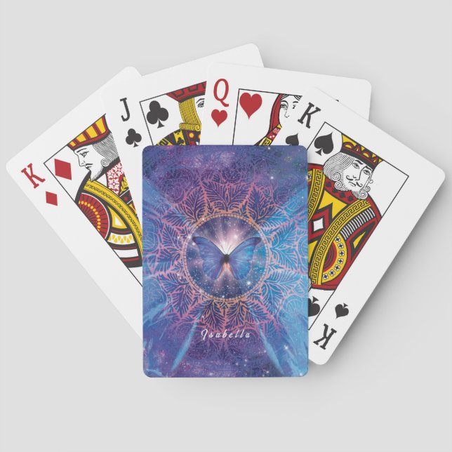 Morpho butterfly / Galaxy Mandala  Poker Cards (Back)