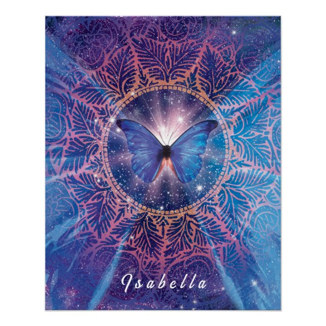 Morpho butterfly / Galaxy Mandala  Poster (Front)
