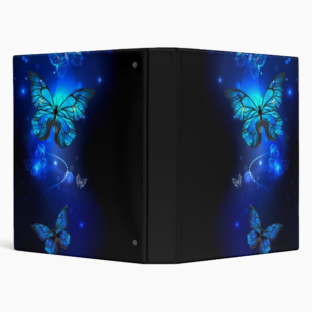 Morpho Butterfly in the Dark Background 3 Ring Binder (Background)
