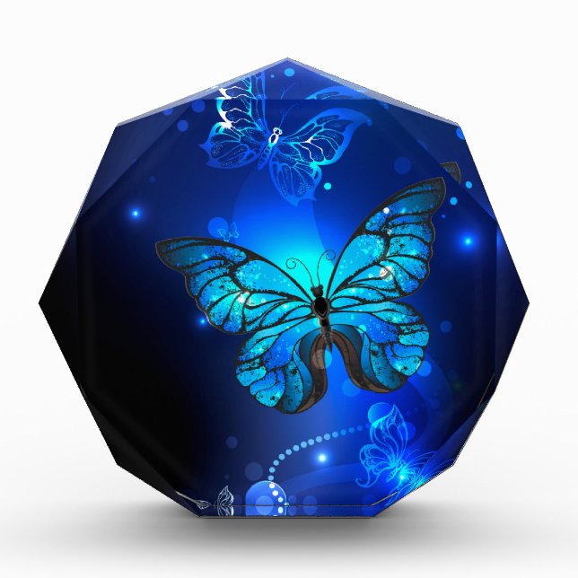 Morpho Butterfly in the Dark Background Acrylic Award (Front)