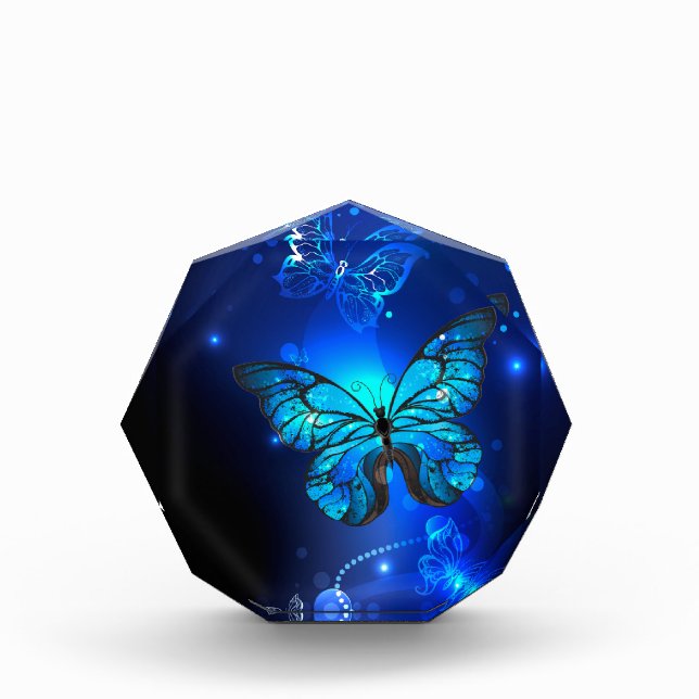 Morpho Butterfly in the Dark Background Acrylic Award (Front)