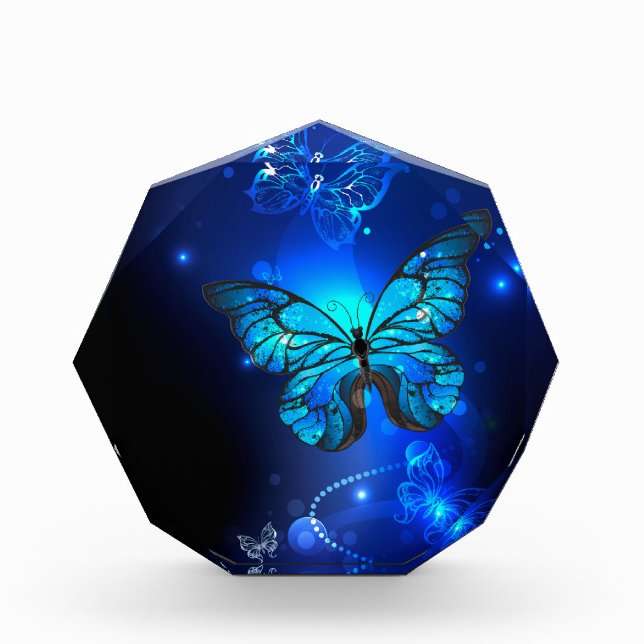 Morpho Butterfly in the Dark Background Acrylic Award (Front)