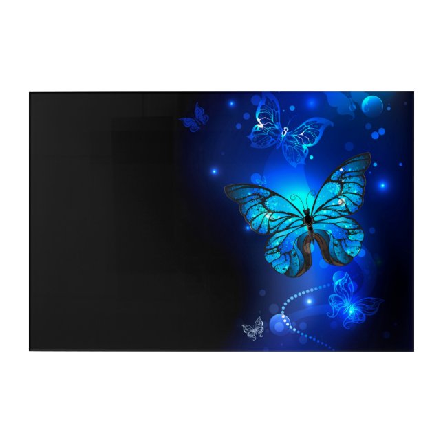 Morpho Butterfly in the Dark Background Acrylic Print (Front)