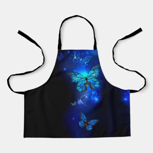 Morpho Butterfly in the Dark Background Apron