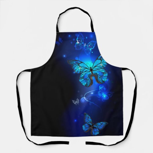 Morpho Butterfly in the Dark Background Apron