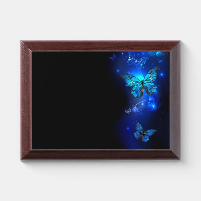 Morpho Butterfly in the Dark Background Award Plaque (Horizontal)