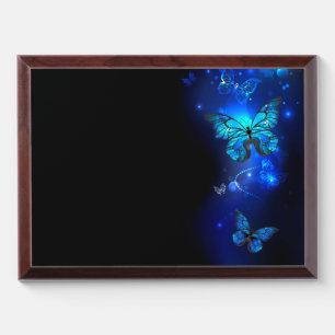 Morpho Butterfly in the Dark Background Award Plaque