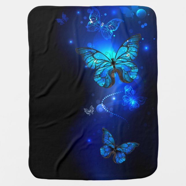 Morpho Butterfly in the Dark Background Baby Blanket (Front)