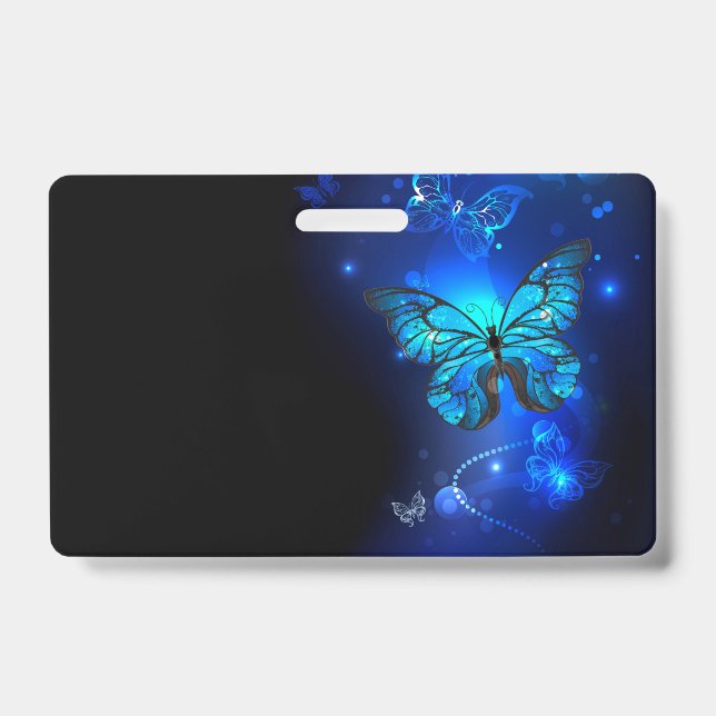 Morpho Butterfly in the Dark Background Badge (Front)