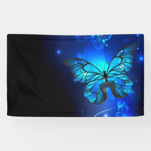 Morpho Butterfly in the Dark Background Banner