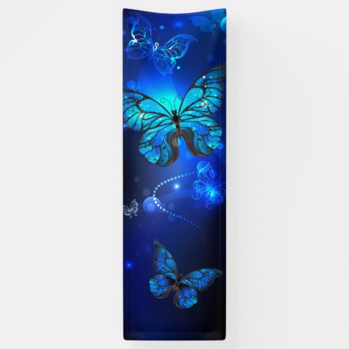 Morpho Butterfly in the Dark Background Banner