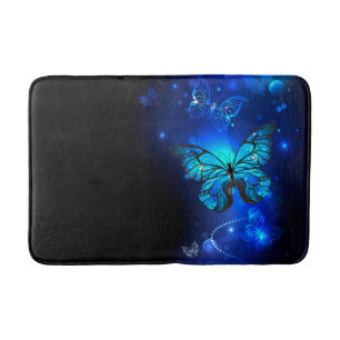 Morpho Butterfly in the Dark Background Bath Mat