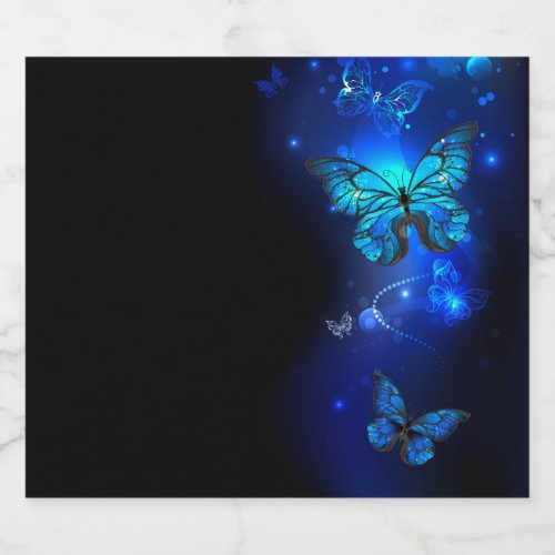 Morpho Butterfly in the Dark Background Beer Bottle Label