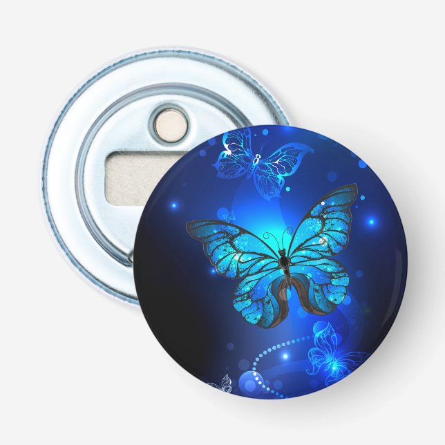 Morpho Butterfly in the Dark Background Bottle Opener (Front)