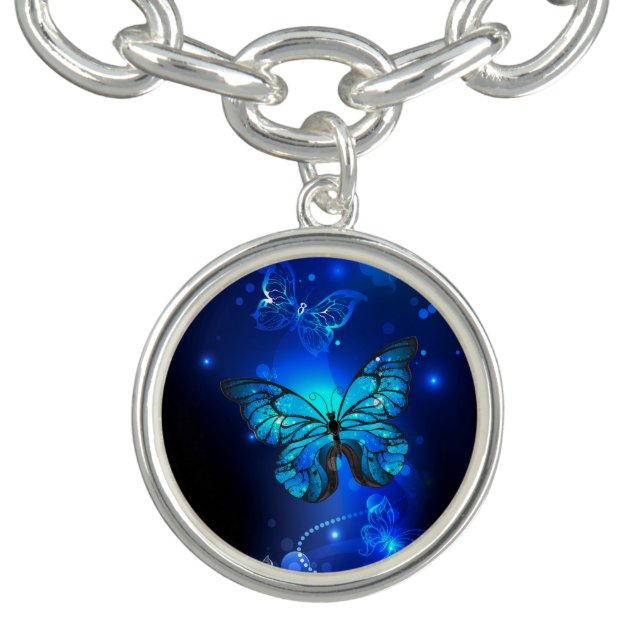 Morpho Butterfly in the Dark Background Bracelet (Design)