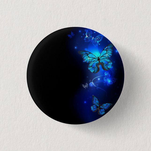 Morpho Butterfly in the Dark Background Button (Front)