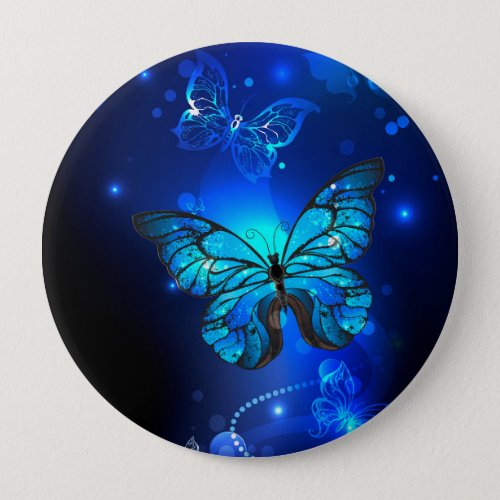 Morpho Butterfly in the Dark Background Button