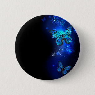Morpho Butterfly in the Dark Background Button