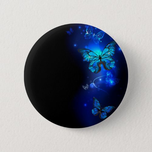 Morpho Butterfly in the Dark Background Button