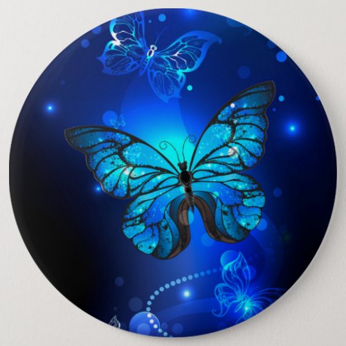 Morpho Butterfly in the Dark Background Button