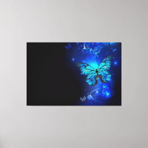 Morpho Butterfly in the Dark Background Canvas Print