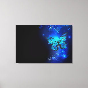 Morpho Butterfly in the Dark Background Canvas Print