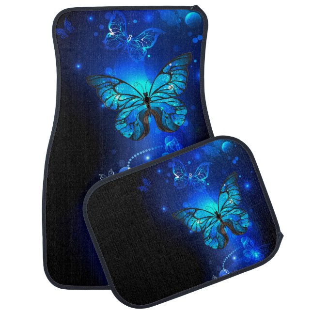 Morpho Butterfly in the Dark Background Car Floor Mat (Set)