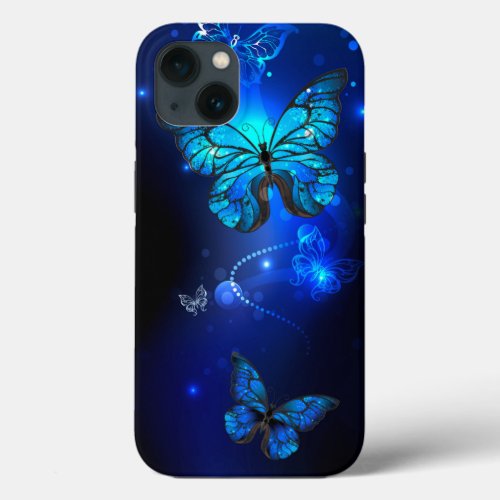 Morpho Butterfly in the Dark Background iPhone 13 Case