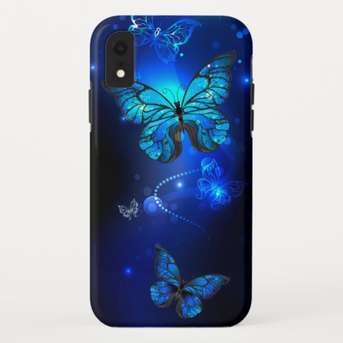 Morpho Butterfly in the Dark Background iPhone XR Case