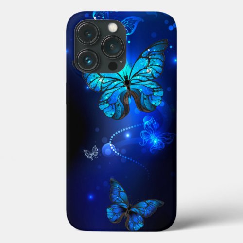 Morpho Butterfly in the Dark Background iPhone 13 Pro Case