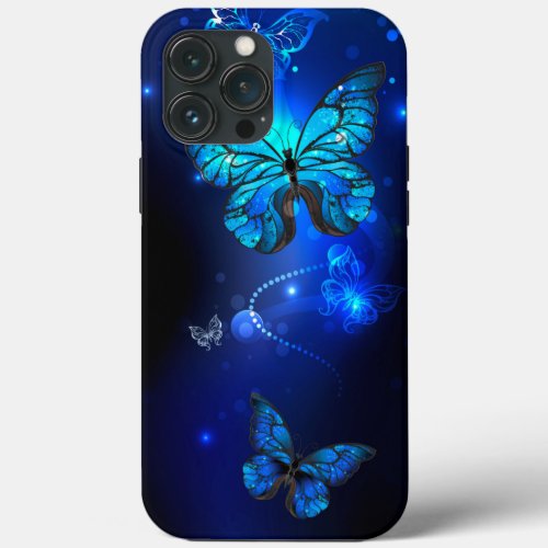 Morpho Butterfly in the Dark Background iPhone 13 Pro Max Case