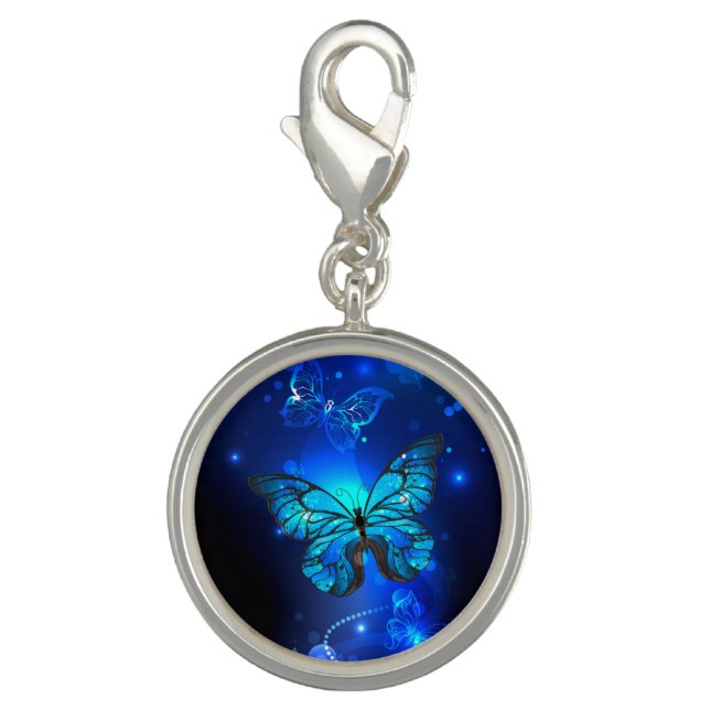 Morpho Butterfly in the Dark Background Charm (Front)