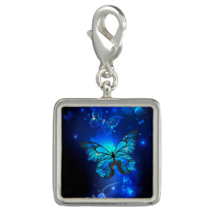 Morpho Butterfly in the Dark Background Charm
