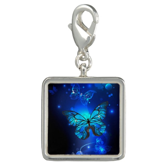 Morpho Butterfly in the Dark Background Charm (Front)