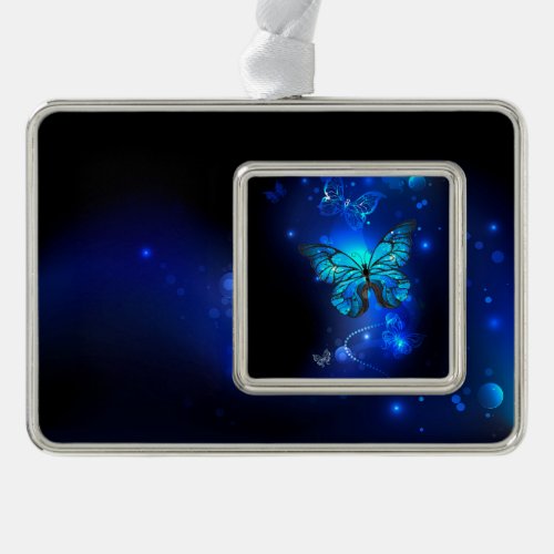 Morpho Butterfly in the Dark Background Christmas Ornament