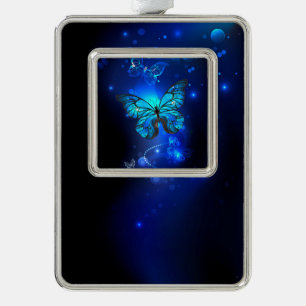 Morpho Butterfly in the Dark Background Christmas Ornament