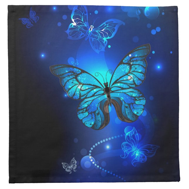 Morpho Butterfly in the Dark Background Cloth Napkin (Front)