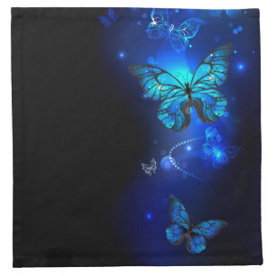 Morpho Butterfly in the Dark Background Cloth Napkin