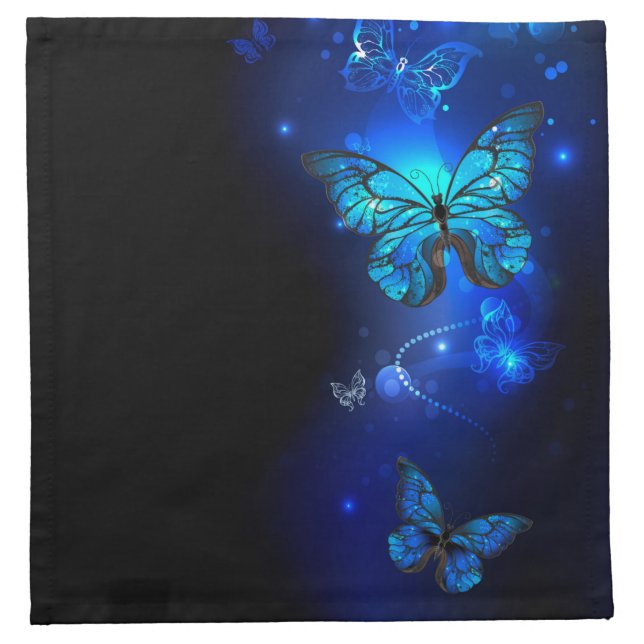 Morpho Butterfly in the Dark Background Cloth Napkin (Front)