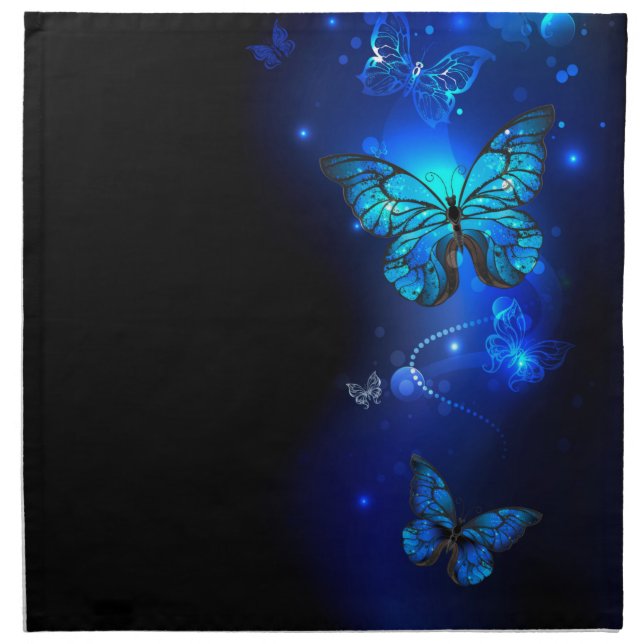 Morpho Butterfly in the Dark Background Cloth Napkin (Front)
