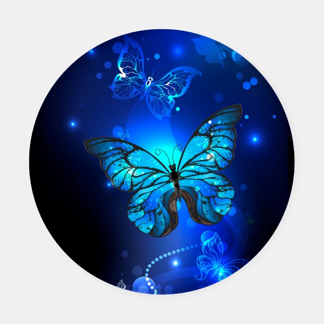 Morpho Butterfly in the Dark Background Coaster Set (Single)