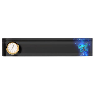 Morpho Butterfly in the Dark Background Desk Name Plate