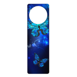 Morpho Butterfly in the Dark Background Door Hanger
